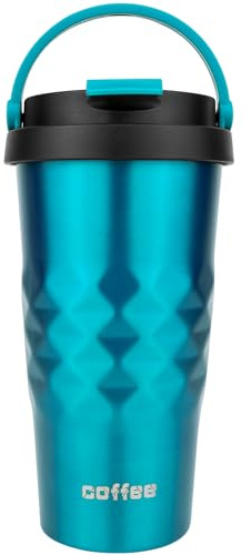 Disoza 500 ml Blu Tazza da Viaggio Bicchiere da Viaggio Caffè Piccolo Tazza Termica Caffe Tazza Caffe Bicchiere Portatile Caffe Tazza Termica da Viaggio Bicchiere Termico con Cannuccia