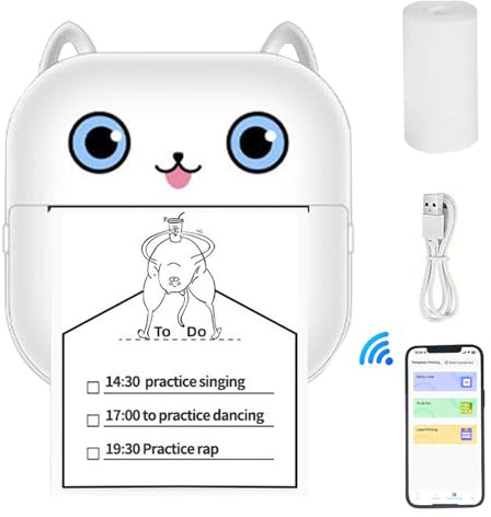 Uhngw Klistermärkesskrivare, 800 mAh termisk etikettskrivare - bärbar klistermärkesmaskin, etikettmaskin, liten trådlös skrivare för studieanteckningar