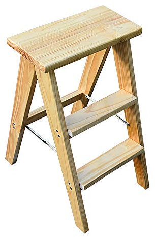 LMHAUSS Taburete Alto Plegable, Escalera portátil de Madera Maciza, Taburete de 3 escalones, sillas Plegables para el hogar, Bancos pequeños para escalones de Biblioteca Vigorous