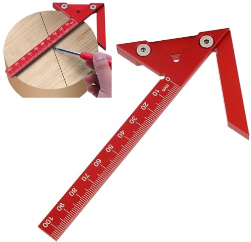 Tissting Mittenfinder, Präziser Aluminium Mittenfinder mit 45° und 90° Winkelmessung für Holzarbeiten, Werkzeug aus Aluminiumlegierung für Handwerker und Heimwerker