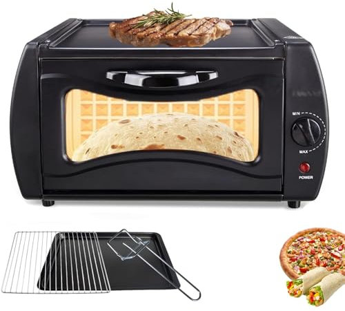 POGOAO Electric Tandoor Oven Indoor, 15 L Mini Electric Pizza Maker, Adjustable Temperature Control, 2100W Countertop Pizza Oven with Disk & Clamp for Chapati Roti Naan Lahmacun & Manakish