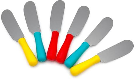 Leddy Living Set mit 6 bunten Edelstahl-Messern für Butter, Käse und Obst, multifunktional, rostfrei und leicht zu reinigen, ideal für Küche, Picknick und elegante Tafel