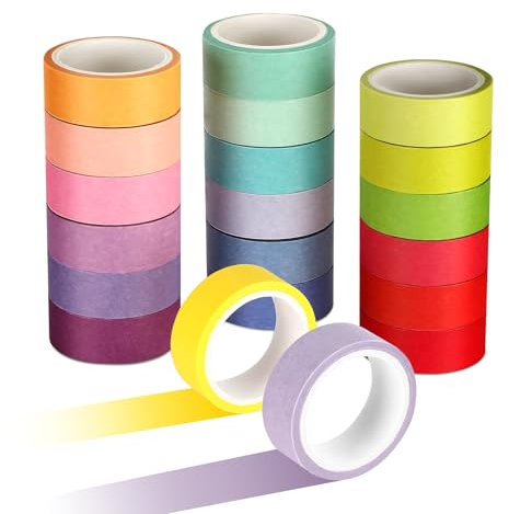 20 Rollen Washi Tape Set, Masking Tape Pastell, 5 m x 15 mm Washi Tape, Scrapbooking, dekoratives Klebeband, Farbe, DIY, Scotch, Scrapbooking, Tapes für Bullet Journals, Handwerk