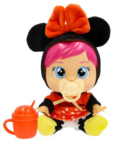 Gråtande Baby Loving Care Disney Minnie Babydocka, Inspirerad av Mimmi Pigg, Innehåller 3 Tillbehör, Gråt Riktiga Tårar, Leksak Present för Flickor och Pojkar Från 3 År