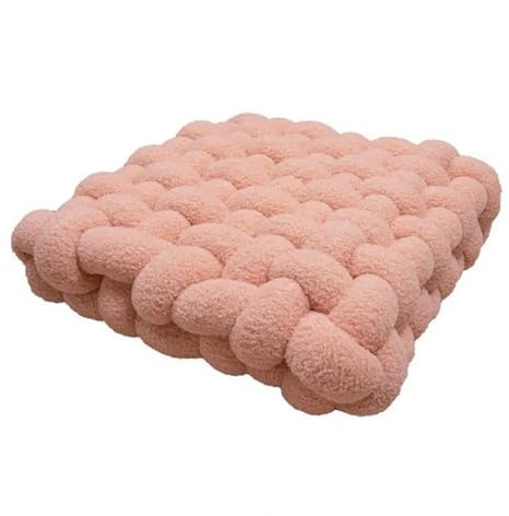 MZSKLW Knotenkissen, weiches Knotenkissen, quadratisch, für Kinder, Heimdekoration, Plüschkissen, Heimdekoration, Sofa, Überwurf, gewebtes Kissen für Bett, Wohnzimmer, Bodenkissen (Rosa, 30 cm)