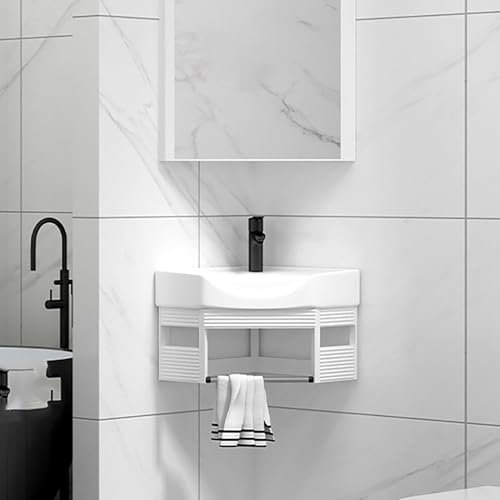 Hynbdes lavabo angolare Mobile angolare mobile lavabo bagno mobile Lavello in Ceramica ad Angolo adatti per bagni, toilette, camere degli ospiti, piccoli appartamenti Bianco-43 * 43
