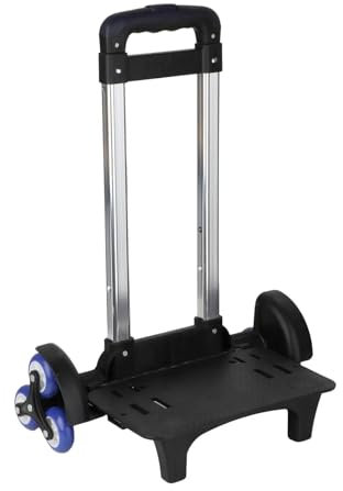 WXBCDS Carrello Portapacchi Pieghevole Carrello Pieghevole for Scale con Maniglia telescopica, Ruote triangolari for Arrampicata con 6 Ruote for Ufficio, Leggero e Multifunzionale(Black)