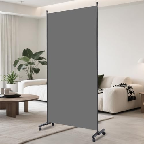Raumteiler (1 Paneel - 86,4 cm) Wandteiler für Raumtrennung, tragbarer Sichtschutz mit Rädern, Metallrahmen, freistehende Raumtrenner, 1,5 m Raumteiler und Trennwände