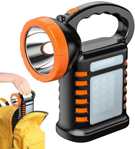 Lampe de travail LED – Lampe torche solaire rechargeable avec 3 modes – Lampe de poche de survie multifonctionnelle lumineuse étanche pour mécanicien, chantier, camping, jardin, garage en