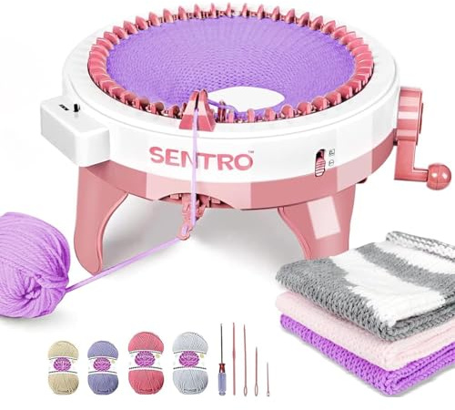SENTRO Strickmaschine 48 Nadeln für Erwachsene, Smart Automatische Rundhäkeln Strickmaschine mit Reihenzähler
