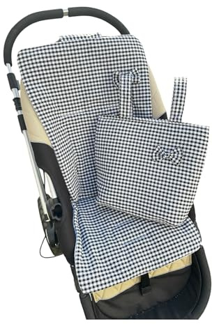 Colchoneta Carrito Bebé Universal 36x77 cm para Silla de Paseo + Bolsa – Funda Acolchada Algodón Transpirable Antideslizante, Colchoneta Verano Carro Bebé