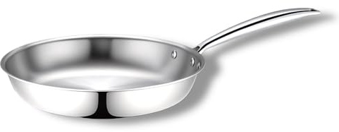 Cflagrant Poêle Inox 18/10 Triply Premium Sans PFAS/PFOA/PTFE/Cadmium, Acier Inoxydable 3 Couches, Compatible Induction, Tous Feux et Four, Qualité Professionnelle (32cm)