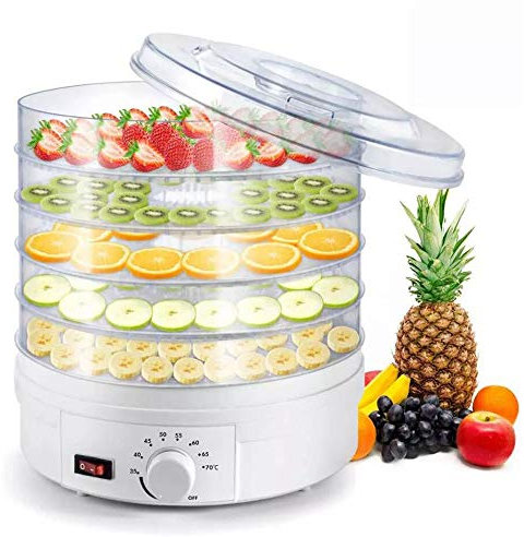 Deshidratador De Alimentos De 10 L, Secador De Vegetales, Secador De Frutas, Temperatura Ajustable 35-75 ℃, Capacidad De 5 Capas, Adecuado Para Frutas Perfumadas Y Carne Seca