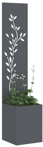 vidaXL Garten Sichtschutz-Leinwand Floral Anthrazit 32 x 32 x 150 cm, Dekorative Einlagen, Moderne Garten- und Terrassenschirme, Sichtschutz, Landschafts-Panel, dekorative Trennwand