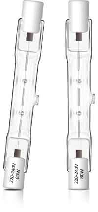 Caldarax 2 Stück R7s Halogen Leuchtmittel 78MM 80W 230V, R7S Halogenstablampe Dimmbar, 1400LM 2700K Warmweiß Halogenstab, Linear Halogen J78 für Flutlichter, Landschaftsleuchten