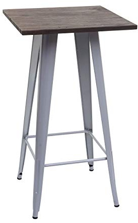 CHEFGASTRO Stehtisch inkl. Holz-Tischplatte HxBxT 107x60x60cm Metall Industriedesign Grau Bistrotisch Bartisch