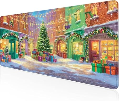 Musmatta liten stad spelmusmatta jul stor skrivbordsmatta 1400 x 600 x 3 mm, arbete från hem väsentligheter halkfri gummibas speciell texturerad vattentålig yta slitstark för bärbar dator Y1-637