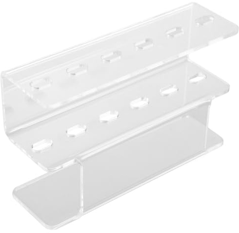 POPETPOP Acrylic Tweezers Stand with 6 Slots for Organized Storage of Makeup Tools and Beauty Accessories Compact Design for Beauty Workstation
