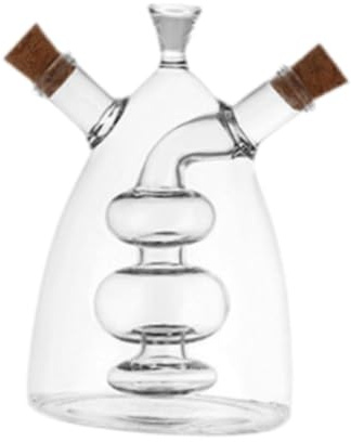 YIXANNX Dispensador de vinagrera de vidrio, aceitera y vinagrera, 2 en 1, recipiente hermético para utensilios cocina, botella vidrio transparente para múltiples usos.