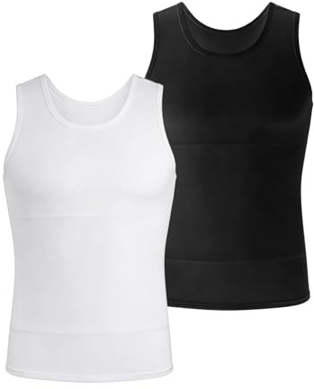 2 Pack Compression Vest Men Slimming Body Shaper Tummy Control Upper Body Vests for Men UK Shapewear Vest Tops (3XL)