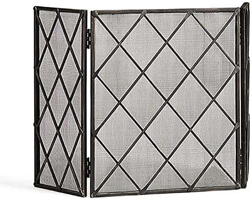 Fireplace Screen Foldable 3-Panel Guard, Steel Mesh Outdoor Metal Decorative Fence for Fireplaces, Perfect for Home Decor and Safety