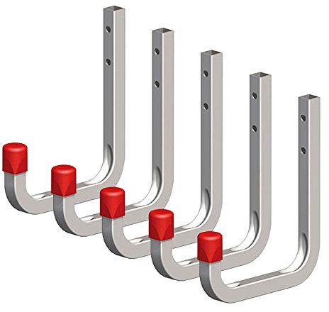 Secotec 5 x Universalhaken verzinkt 80 x 120 mm Belastbarkeit 45 kg Haken | Haken für Gartengeräte.