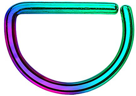 Piersando Piercing D Ring für Septum Tragus Helix Ohr Nase Lippe Brust Intim Nasenpiercing Ohrpiercing Nasenring Lippenpiercing Rainbow 0,8mm x 10mm