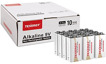 Tenergy 6LR61 9V Alkaline Batterie Nicht Wiederaufladbare Batterie für Rauchmelder Gitarre Pickups, Mikrofone und mehr, 240 Stück
