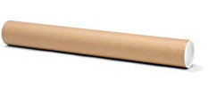 Runde Versandhülse, bis DIN A2, Versandrolle als Verpackung für Zeichnungen und Poster, mit Deckel, Durchmesser 6,0 cm x 50,0 cm, braun