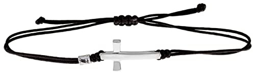 Wind Passion - Bracelet Croix Noir | En Corde Fine et Fermeture Argentée | Cadeau Hommes Femmes Fait Main En Europe | Corde Fine Nautique Réglable
