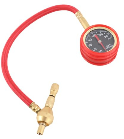 Tyre Air Pressure Gauge, Multifunction Rapid Tyre Pressure Deflator Gauge Dial Meter Tester 0-70PSI with 4 Way 1 Valva Tool and 4 Valva Caps for Car Van Truck Motorcycle Tyre