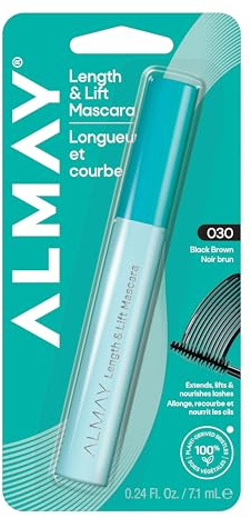 Almay Lengthening Mascara, Volume & Lift, Eye Makeup, Hypoallergenic and Fragrance Free (Packaging May Vary), 020 Black Brown, 0.24 fl oz