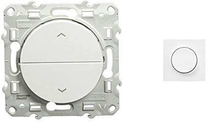 Schneider Electric Odace, Stores S520207 Push 10 A & s520702 Cadre d’interrupteur Style 1 Blanc