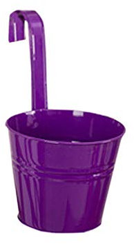 ZumZup Set di 2 vasi da fiori in metallo da appendere con gancio staccabile, per balcone, con foro di drenaggio, fioriera da parete, decorazione per la casa, colore viola, 2 12 x 14 x 16 cm