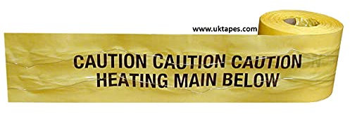 CAUTION HEATING MAIN BELOW detection tape - WAVEYWIRE - underground detectable warning tape with twin tracer wires (150mm x 100M)