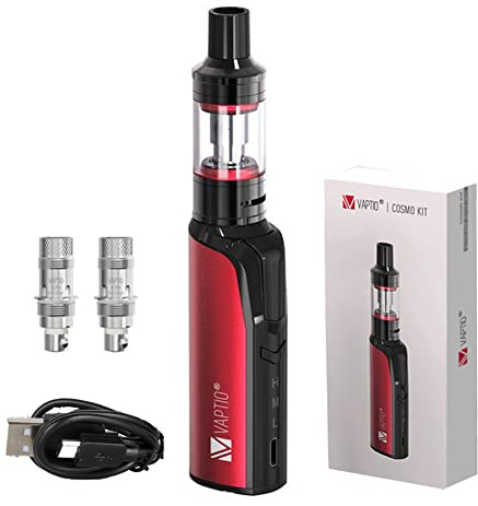 VAPTIO Cosmo Kit Cigarette électronique 1500mAh 30W Vape Pen avec 2pcs Cosmo Coil 0.7ohm(C2) / 1.6ohm(C1),Sans e liquide sans nicotine (rouge)
