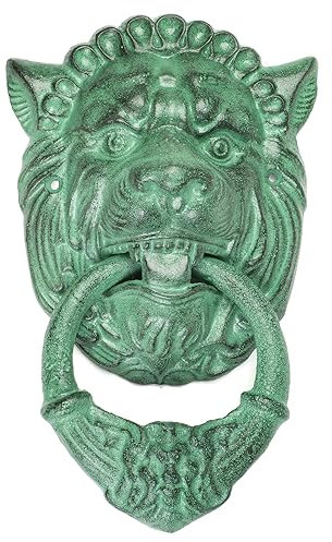 Moritz Türklopfer Löwenkopf Antik grün Antik Stil Gusseiesen Rustikal Türklingel Door Knocker Barock Türglocke Haustür Türdekoration Türgong