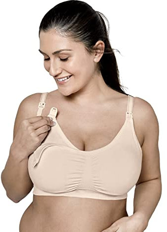Medela Easy Expression, sujetador 3 en 1 y bustier de bombeo manos libres, Chai, Small