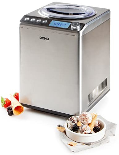 DOMO DO9232I Eismaschine mit Kompressor 'PRO' - 3 Programme - Kompakte Eismaschine - 2,5 L - Edelstahl