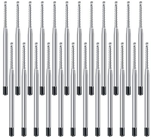 OSDUE Recharges Pour Stylo à Bille, 24 Recharge de Stylo à Bille en Métal Remplaçables, Compatible Parker avec Ressort, Ecriture Lisse, Noir