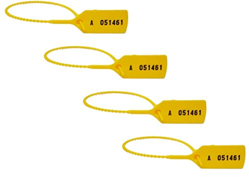 Prodotto nel Regno Unito con sigillo numerato, guarnizioni anti manomissione, fascette di sicurezza, etichette di sicurezza, etichette di sicurezza, guarnizioni di sicurezza,(giallo, 100)