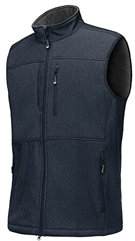 33,000ft Weste Herren Outdoor Wasserdichte Softshell Ärmellose Jacke | Winddichte Fahrradweste für Männer, Warm Fleece Bodywarmer, Leicht Softshellweste mit 7 Taschen für Golf Laufen Angeln Arbeit