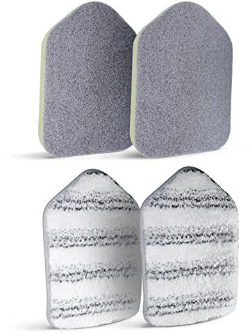 MOSEN Replacement Head Scrubber Pad for Tub Tile Scrubber Brush - Include 2 Scouring Pad and 2 Microfiber Pad