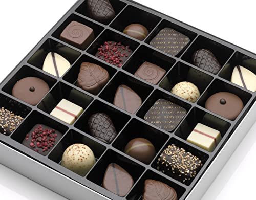 Franck et Olivier Belgische Luxuspralinen Klassische Mischung, 25 Stück, Schokolade, Milchschokolade, Dunkle Schokolade, Weiße Schokolade, Geschenkbox, 345g