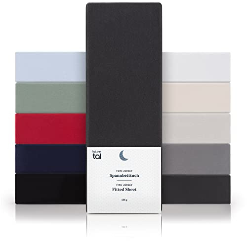 Blumtal® Basics Spannbettlaken 140x200cm Jersey im 2er Set - Spannbettlaken 140x200cm Baumwolle - Oeko-TEX zertifiziertes Spannbetttuch 140x200cm - Matratzenbezug 140x200cm - Leintuch - Anthrazit