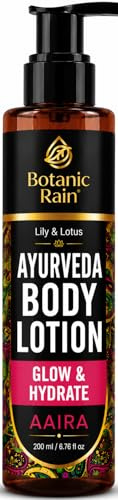 Botanic Rain Loción corporal orgánica con lirio y loto, ayurvédica, loción corporal natural, vegana y libre de crueldad animal