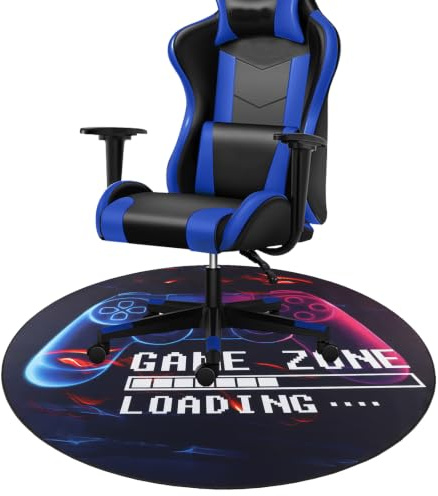 Capslpad Gaming Stuhlmatte für Hartholzboden rutschfest Bodenschutz Game Controller Gummi Gaming Computer Stuhlmatte für Spielzimmer Home Office Dekor (Rund 120cm, Schwarz)
