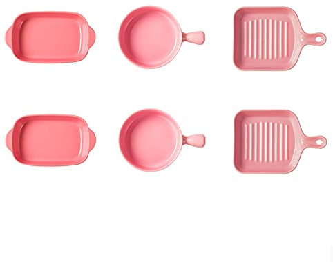 Lasagnera Piatto da forno in ceramica da 6 pezzi, forno a tavola Casseruola Set for piatti - Piatti in ceramica Casseruola Casseruola Piatti Lasagna Pans for cucinare e servire Teglie da Forno (Color