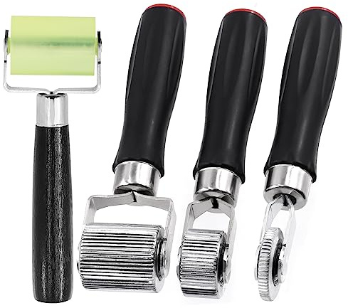 Glarks Lot de 4 rouleaux d'insonorisation pour voiture, 6 mm, 20 mm, 40 mm, 57 mm - Outil d'installation en métal - Rouleau d'application de roue pour amortisseur sonore automobile - Accessoires