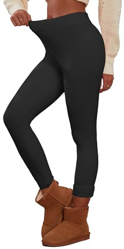 Famulily Sportleggins Damen Lang Schwarz Winter Skinny Ribbed Knitted Sweatpants for Hiking Running M/L